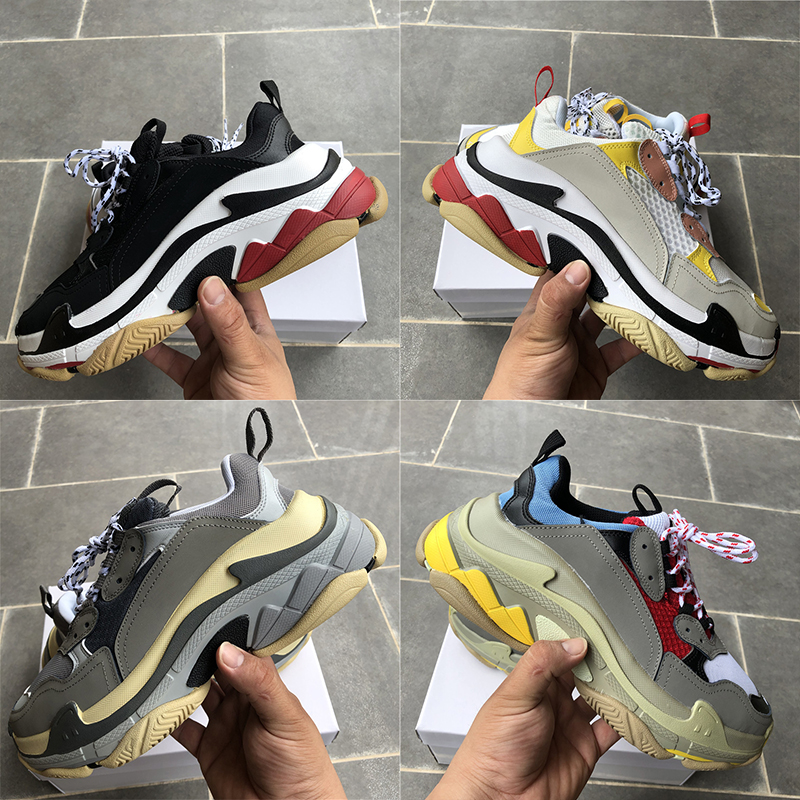 

Best quality triple s black white red mens sneakers beige green yellow grey triple black white men women sport running shoes, 15 us dollars for box
