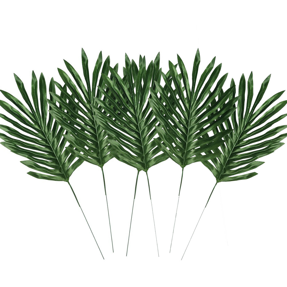 

New Big Palm Leaves Silk Fake Plant Artificial Leaf Home Office Decorations 6pcs/Set, As pic