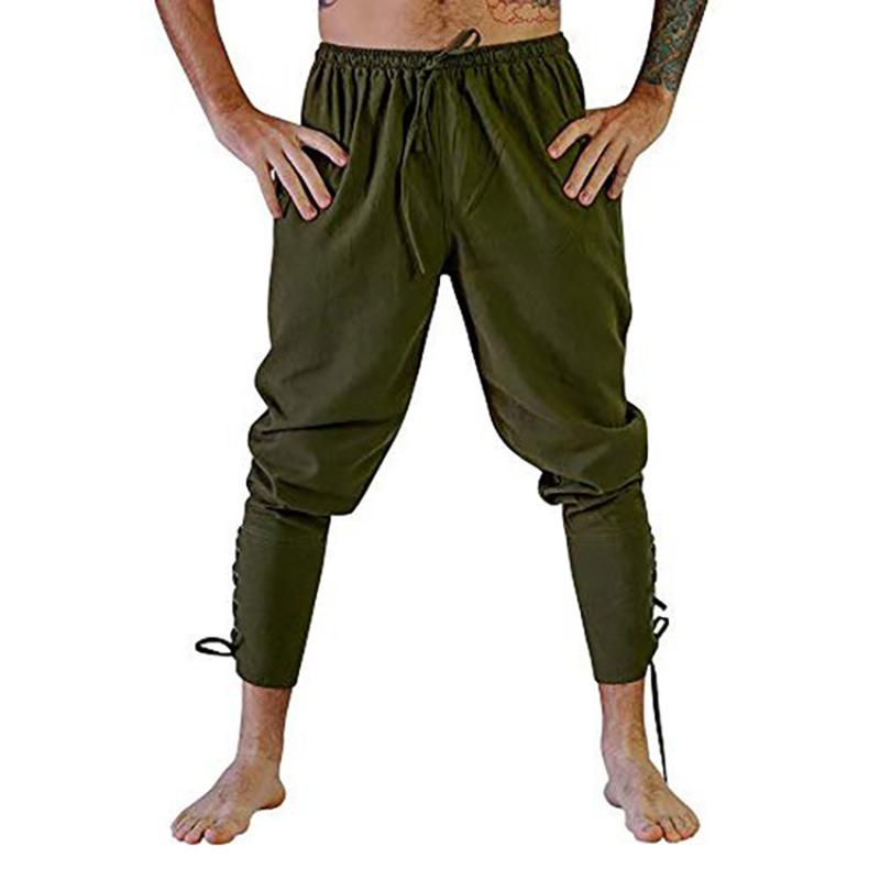 

Men's Casual Prince Pants Solid Stage Knight Trousers Men Bandage Pirate Trousers Medieval Cos Costume Male Clothes, Black