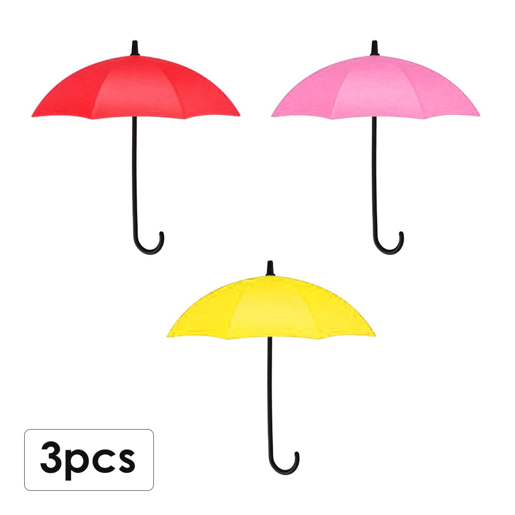 

New 3pcs/Set Umbrella Shape Creative Wall Hook Key Holder Organizer Nail-Free Hanger Home Decor Wall Glue Nail-Free Hook