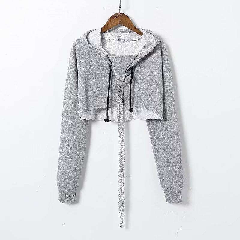 

Sexy Cropped Hoodie Loose Hoodies Long Sleeve Sweatshirts Slim Hoodies Fashion Casual Cotton Women Hip Hop Clothing 2019 II50MS, Black
