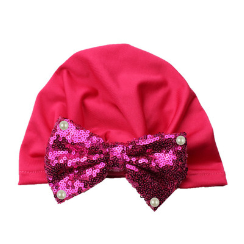 

2019 New Unisex Toddler Baby Sequins Bow Hat Cap Knotted Cap Wrap Turban Beanie Soft Hats