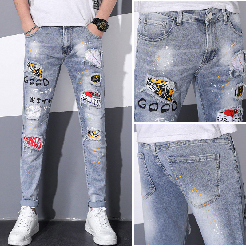 

Ymwmhu Men Jeans Streetwear Spring Autumn Male Straight Stretch Brand Denim Pants Summer Overalls Slim Fit Trousers 2020, 9601