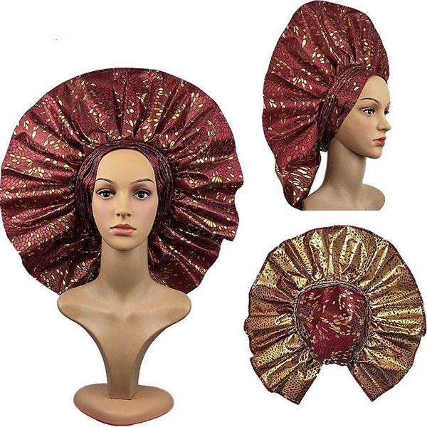 

2019 African Sego Ladies Headtie for Party Or Wedding Auto Gele