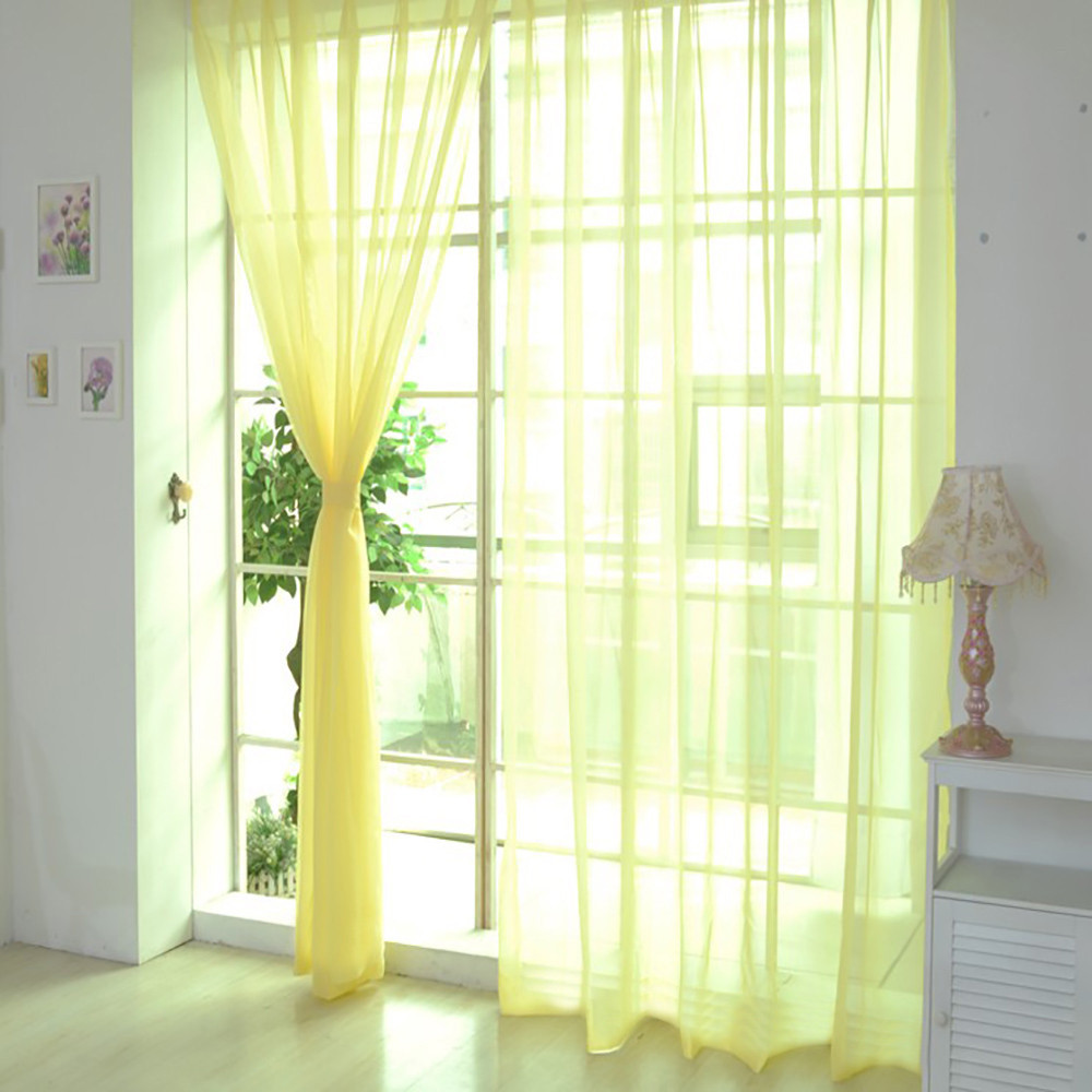 

1PCS Pure Color Tulle Window Screening Solid Door Curtains Drape Panel Sheer Tulle For Living Room Panel Sheer Scarf Valances H4, White