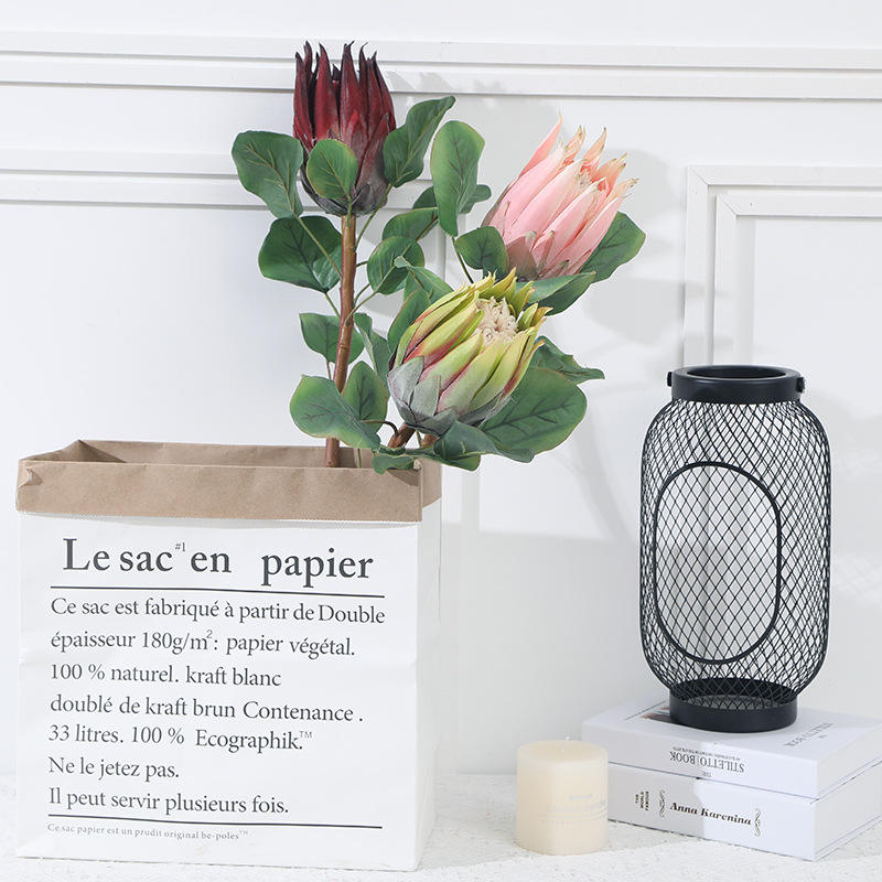 

Silk single Emperor flower with green leaf artificial flower European style wedding decoration for home garden hotel decor 1pcs, Pink