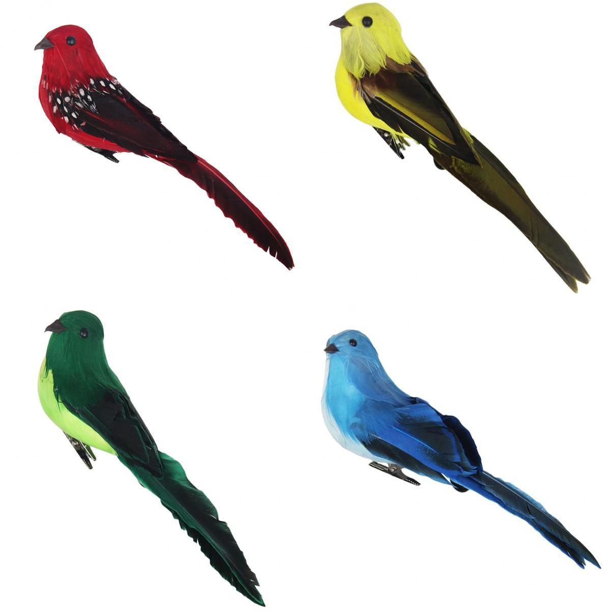 

4pcs handmade artificial feather birds figurines with clip decor home/garden