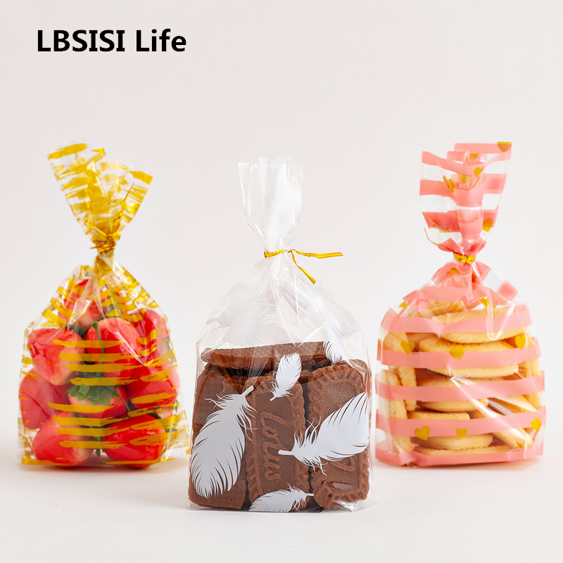

LBSISI Life 50pcs Cookie Candy Bags Plastic Wedding Birthday Christmas Favors Party Snack Packaging Gift Bag