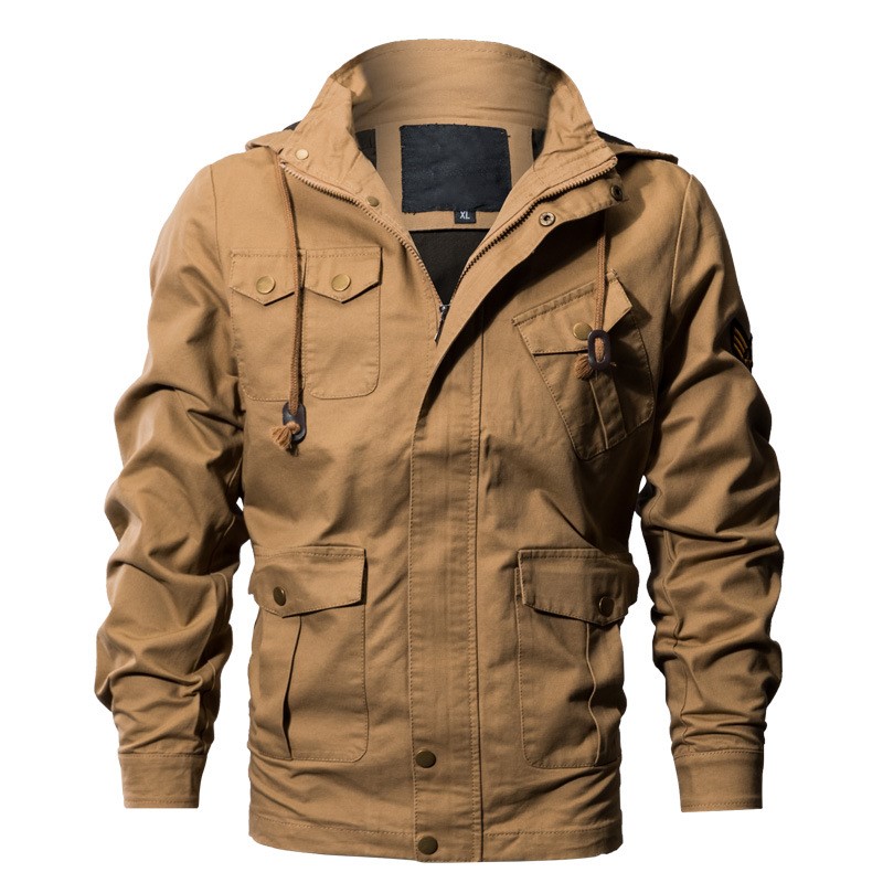 

Brand Autumn Jacket Men Casual Loose Cotton Coat Men Many Pockets Fashion Hooded Collar Jacket Plus Size -6XL, Black