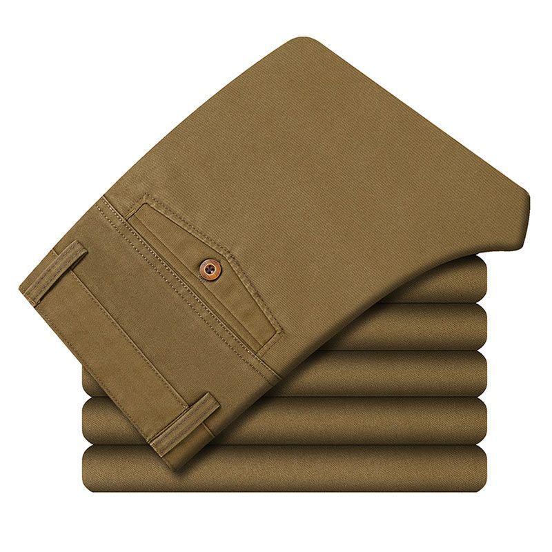 

#2845 Autumn Winter Business Pants Men High Waist Middle-Aged Dad Straight Trousers Loose Formal Pants For Men Fashion Plus Size, 601 army green