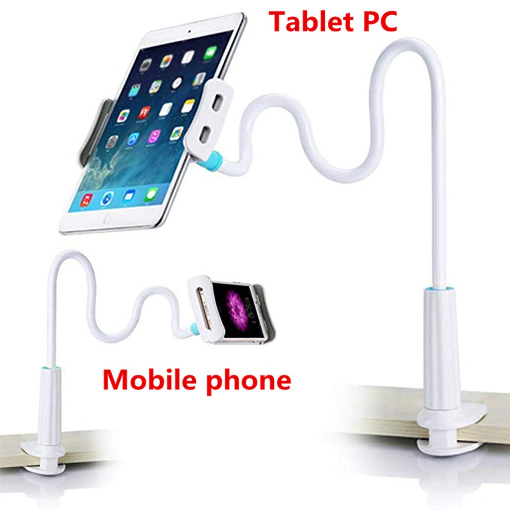 

Tablet PC and Cell Phone Holder, Universal Flexible Long Arms Mobile Phone Holder Desktop Bed Lazy Bracket Mobile Stand Support All Mobiles, White