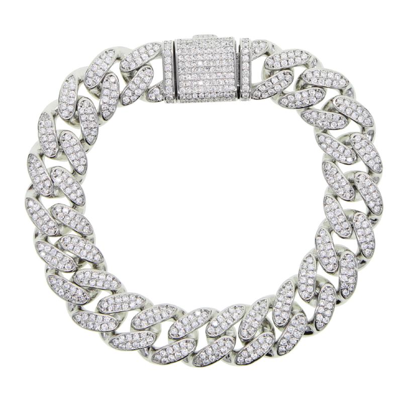 

2020 New fashion gorgeous gold silver Color heavy iced out bling cz cuban chain men fashion 16cm 18cm hip hop jewlery bracelets