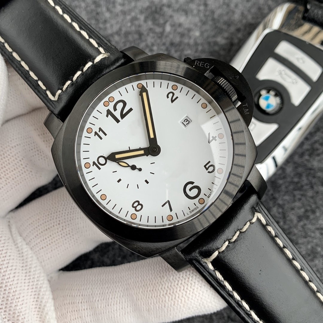 

Watch 8217 Movement 316 Stainless Steel 44MM Male Wristwatch Leather Strap Watches High Qualilty