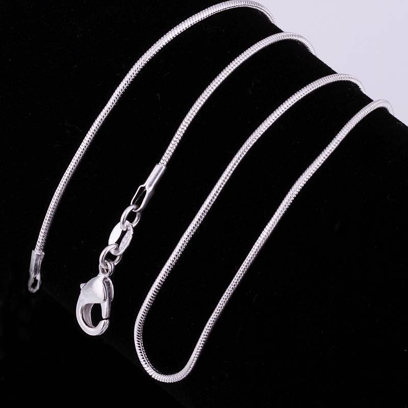 Chaînes de serpent en gros 1mm plaqué argent trois tailles 16 pouces 18 pouces 20 pouces cages de perles de bonne qualité pendentifs chaînes de c