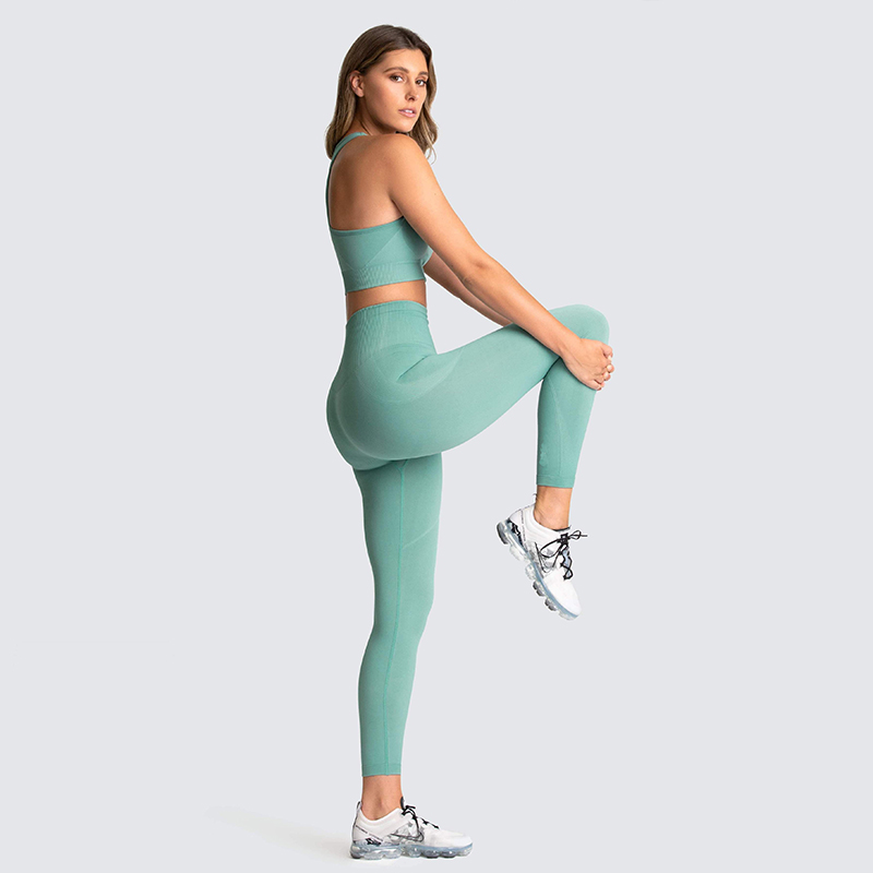 

2 Piece Set Workout Clothes For Women Fitness High Waist Leggings Sexy Bra Set Sportswear, Black