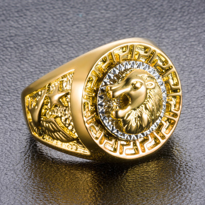 

2019 New Arrived HIP Hop Punk Gold Color Animal Ring Lion Head Rings For Men Women Biker Alloy Metal Male Jewelry Gothic Gift Anel Masculino, Golden;silver