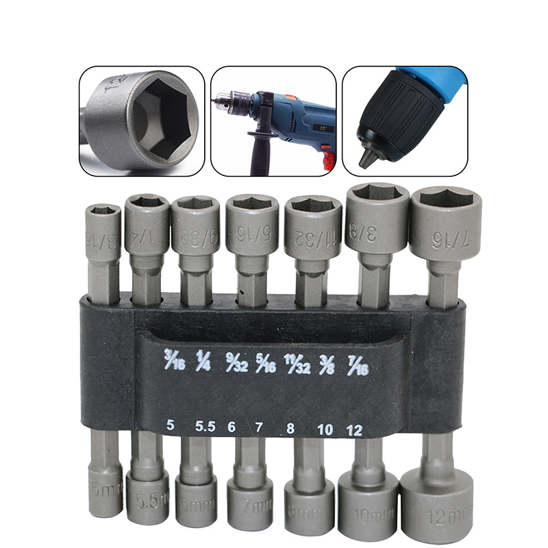 

14 Pcs Socket Nut Driver Kit Power Nutdriver Nut Driver Bit Set Adapter Hex Shank Socket Strong Nut Driver Adapter Bits Tool