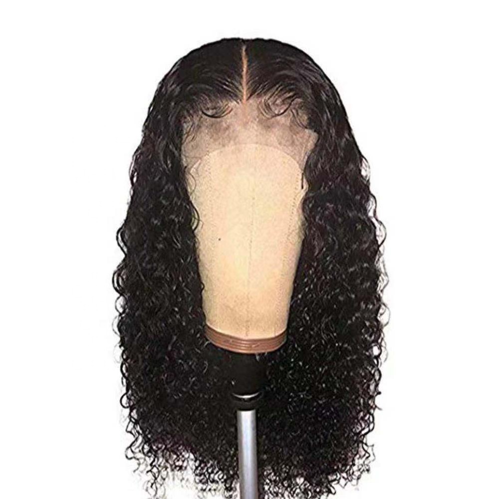 

13x6 Deep Part 130% Density Real Human Hair Pre Plucked Deep Curly Lace Front Wig With Baby Hair Bleached Knots, Natural color