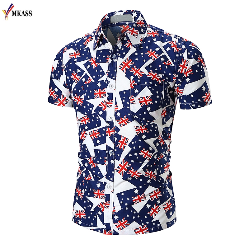 

2018 Summer Style Men Shirt dress camisa Beach Hawaiian Shirt Men Casual Short Sleeve Hawaii Chemise Homme European Size, S1