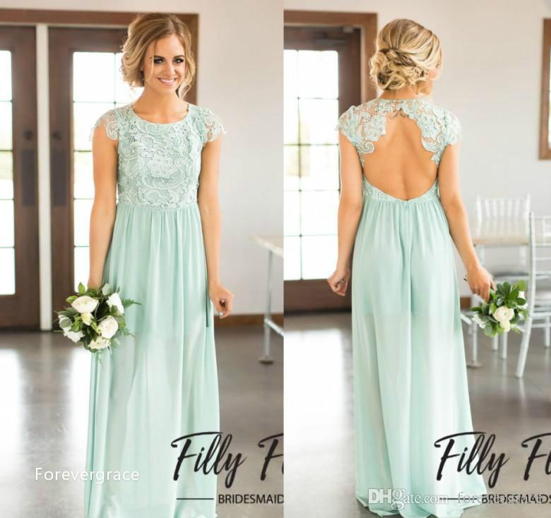 

2019 Cheap Spring Chiffon Boho Mint Green Bridesmaid Dress A Line Bohemian Wedding Guest Maid of Honor Gown Plus Size Custom Made