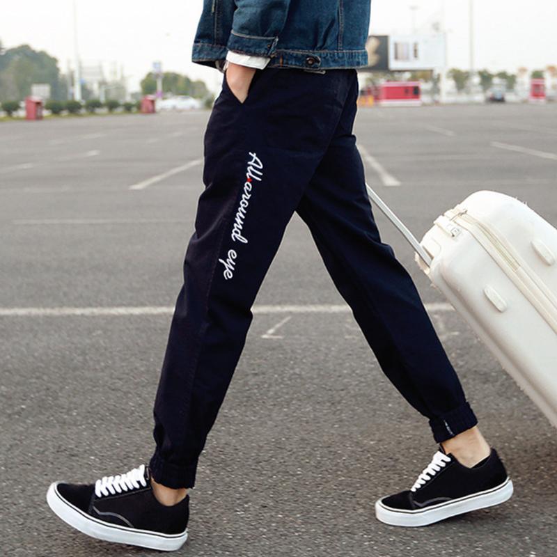 

Fashion Jogging Loose Men Pants Outdoor Sports Trousers Ankle Tied Mid Waist Elastic Hip-Hop Embroidery Spring Autumn Casual, As pic
