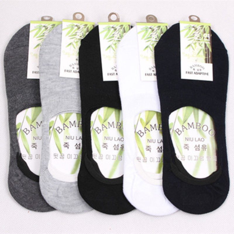 

Boat Socks Men Summer Cotton Non -Slip Fashion Trend Mans Socks Invisible Designer Antiskid Low Sock Slippers 5pairs /Lot, White
