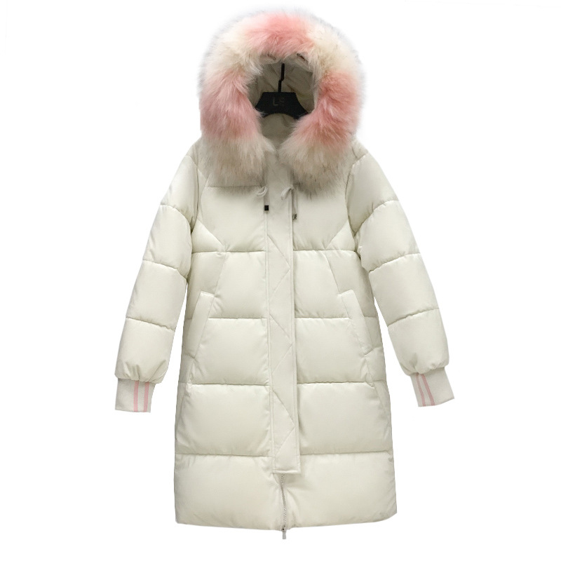 

The new winter 2019 cotton down jacket with large fur collar is thickened WOC49, Pink