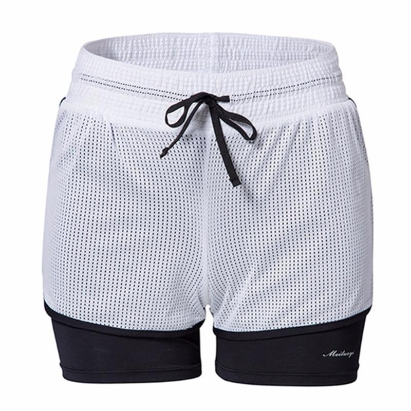 

New 2in1 women running shorts gym fitness workout short pants cool mesh sportwear yoga shorts running tights for jogging cycling, As pic
