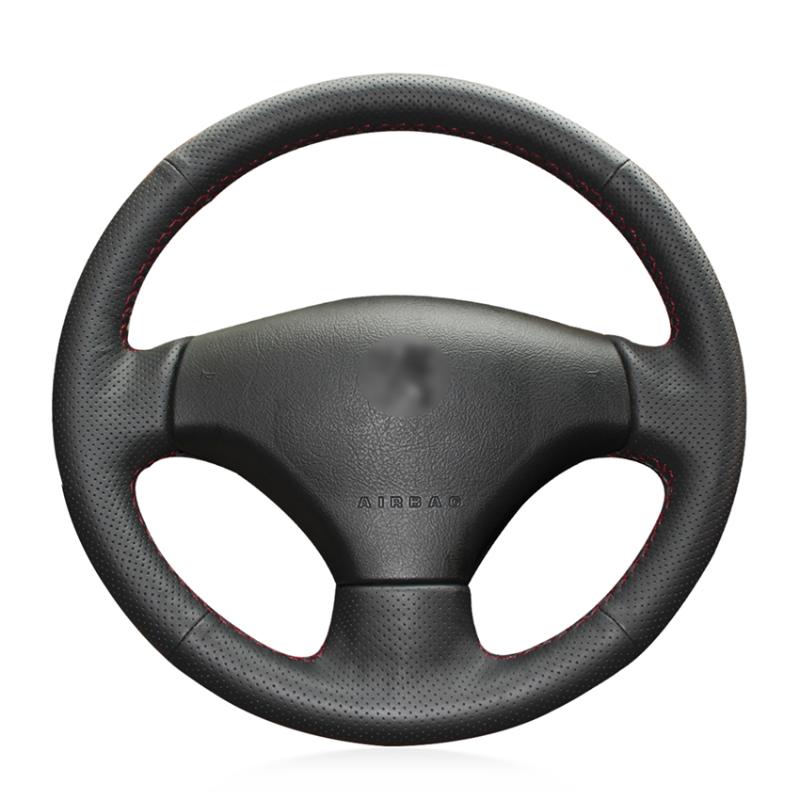 

Hand Sew Black Genuine Leather Car Steering Wheel Cover for 206 2007-2009 207 C2