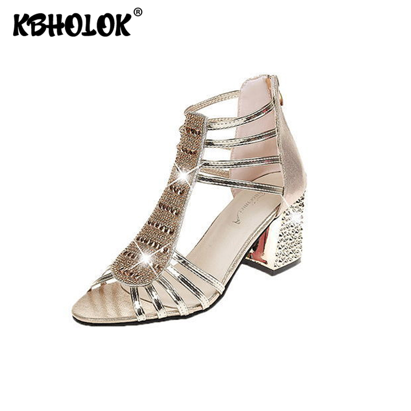 

High Heel Sandal Boots 2020 Summer Rhinestones Gladiator Sandals Women High-heeled Sandals Womens Shoes Zipper Zapatos De Mujer, Gold