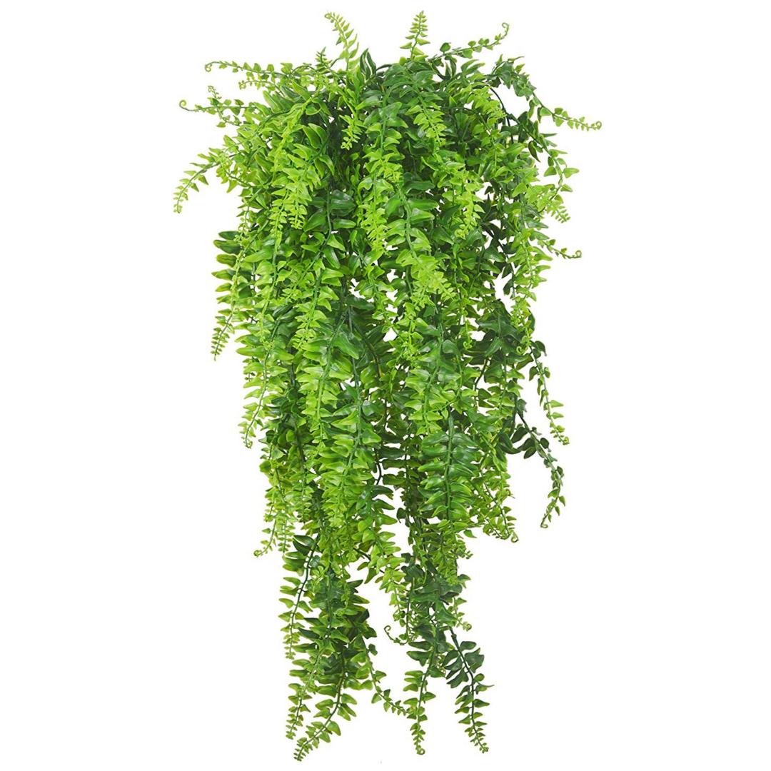 

Plants Vines Fern Persian Rattan Fake Hanging Plant faux hanging Boston ferns flowers Vine Outdoor Plastic Plants for Wall Ind, Green