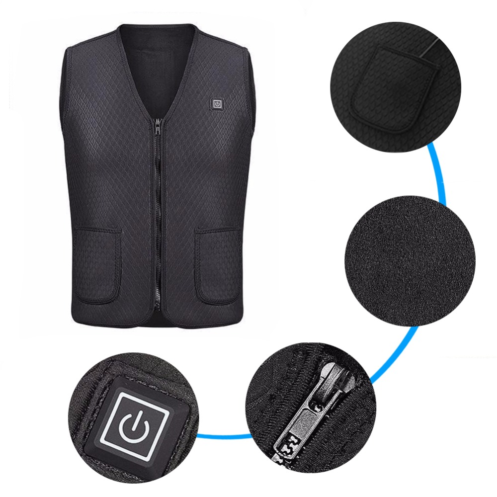 Outdoor USB Heater Vest Infrared Electric Heated Jacket Electric USB Heated Warm Vest Women Heating Coat Jacket Clothing Skiing