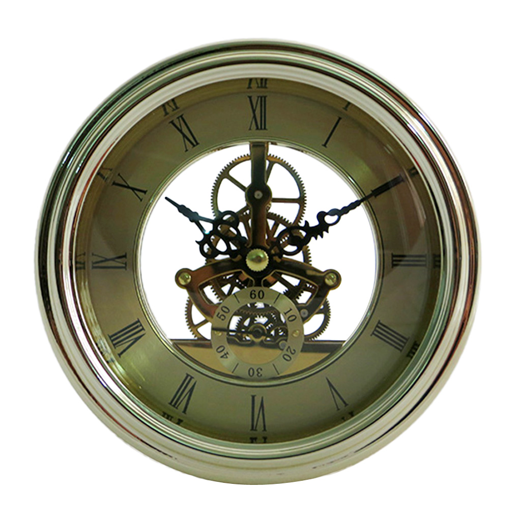 

Skeleton Insert Clock Movement Quartz Battery Fit 127mm Roman Dial, Slivery;brown