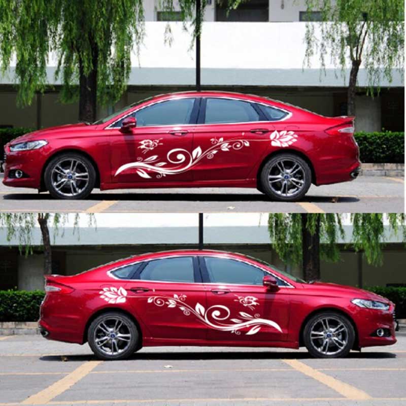 Car Decorative Stickers Butterfly Love Flowers Whole Personalized Body Scratches Cute Decals-image-469452464