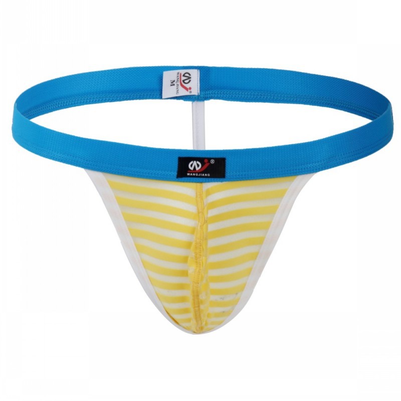 

#4006DK Factory wholesale 5pcs sexy gay men' underwear lingerie stripes transparent see through thongs g-string t-back
