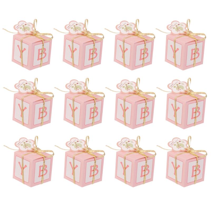 

12pcs New Pink Blue Candy Gift Boxes for Girl Boy Baby Shower Favor Birthday Decor Kids Birthday Favor And Candy Box