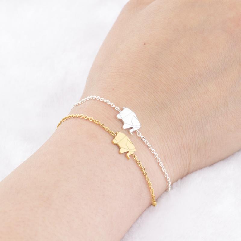 

Link, Chain Dainty Gold Color Charms Bracelet Femme Bff Gift Stainless Steel Jewelry Lucky Origami Elephant Bracelets For Women Men Pulseira