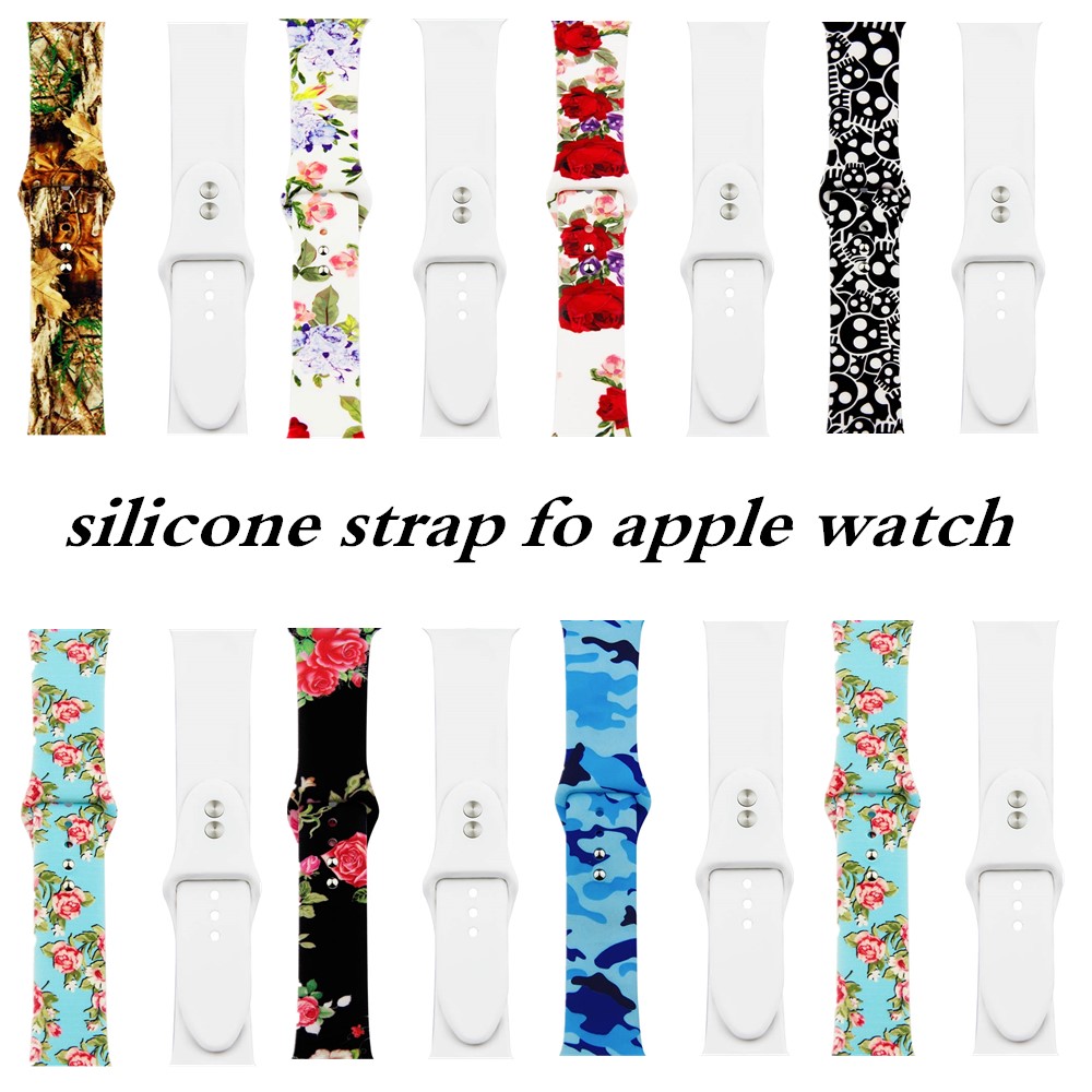 

Floral soft silicone strap for Apple watch 4 3 2 1 watchbands for iwatch replacement Band 38 40 42 44 MM accessories
