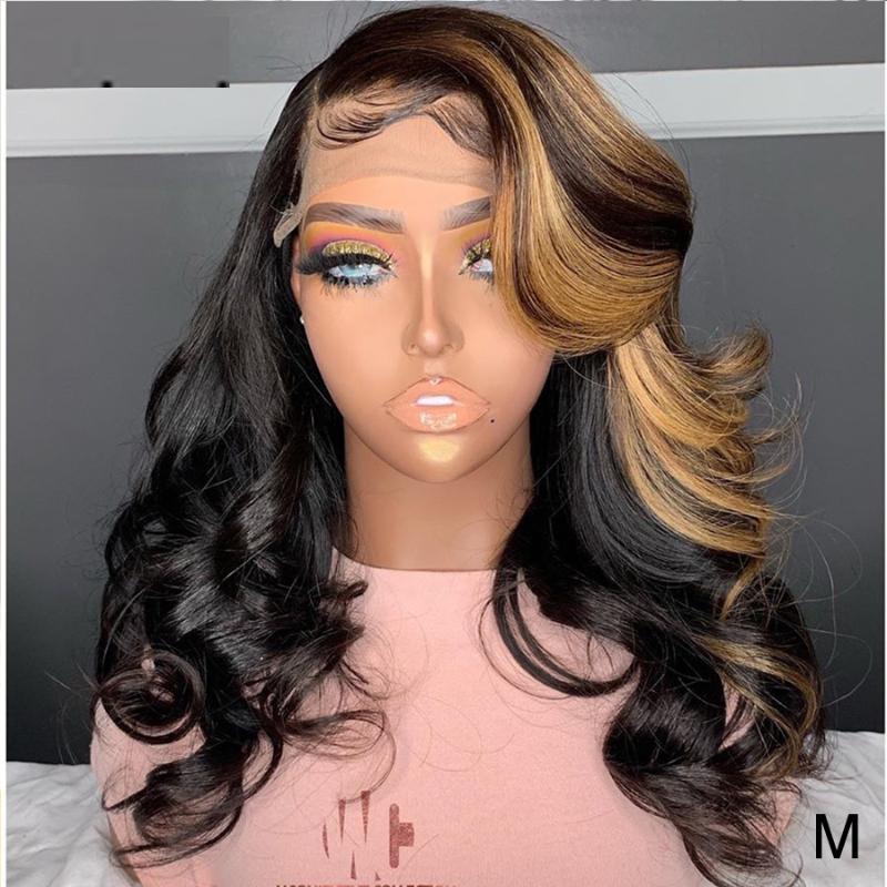 

PAFF Highlight 13*4 Human Hair Wigs Blonde Lace Front Wigs For Women Preplucked 180 Density Wavy Lace Front Human Hair Colored, As pic