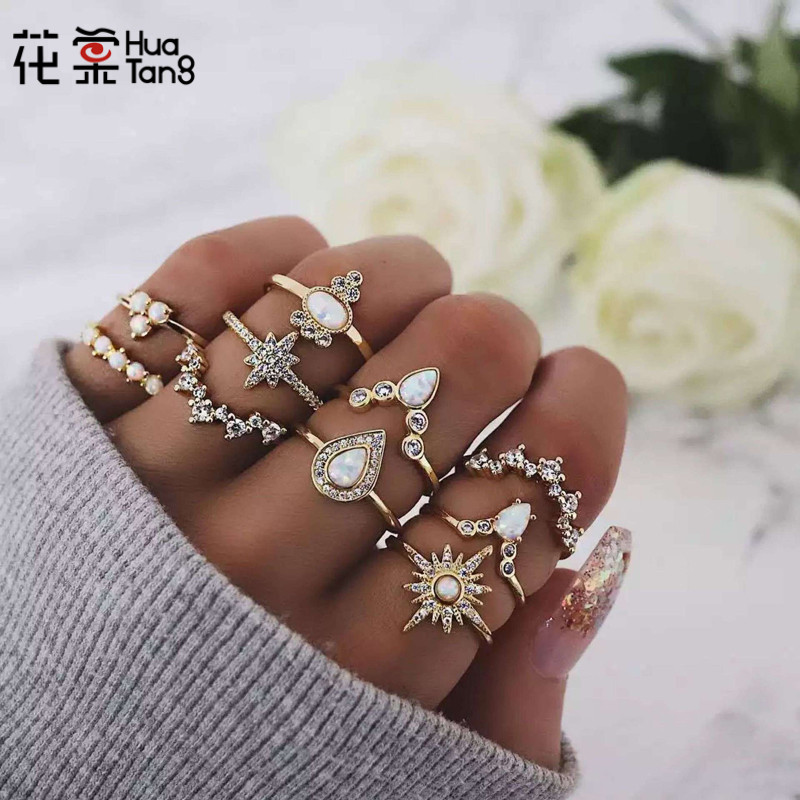Set 10 anillos anillo las puntas de los dedos en las extremidades dedo anular anillo cristal pedrería circonita
