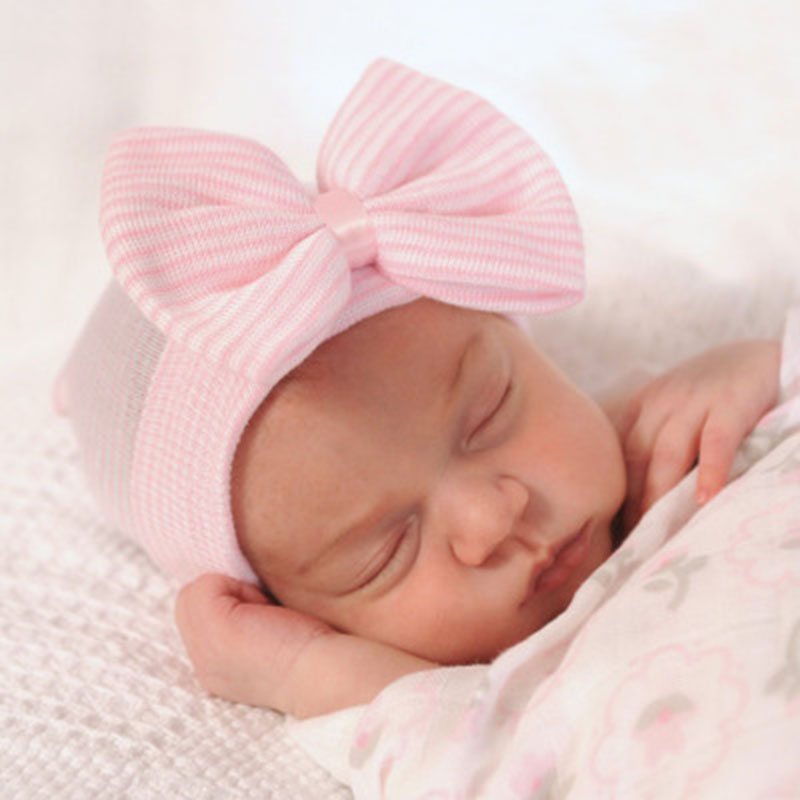 

Cute Big Bows Baby Hat Knitted Winter Warm Baby Girl Boy Hat Cap Newborn Photography Props Kids Bonnet, White