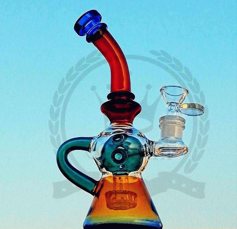 

green glass bongs hookah Eyes design decoration bongs Banger Hanger rig strong recycler perfect vortex beaker
