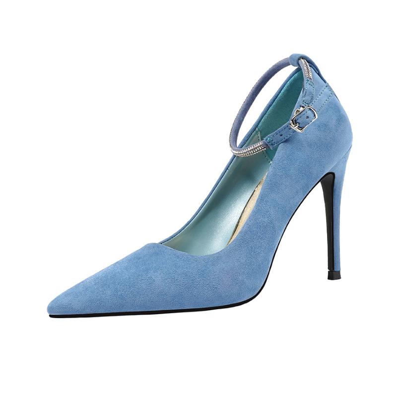 

10CM PUMPS Fashion pointy shallow mouth high-heeled shoes water word to take women's sole shoes fine heel suede banquet, Beige