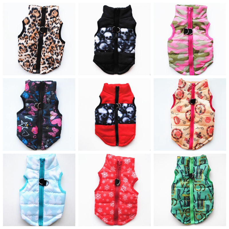 

Winter Dog Clothes Windproof Pet Dog Coat Warm Padded Puppy Vest Small Dog Outfits Dogs Supplies 15 Designs 10pcs LQPYW1130