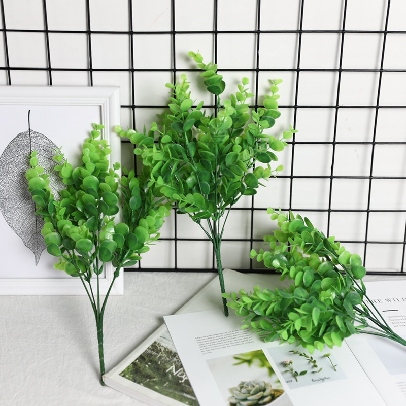 

35cm Artificial Eucalyptus Plants Branch Home Garden Decoration Wedding Hotel Background Green Leaves Plastic Plants Accessories
