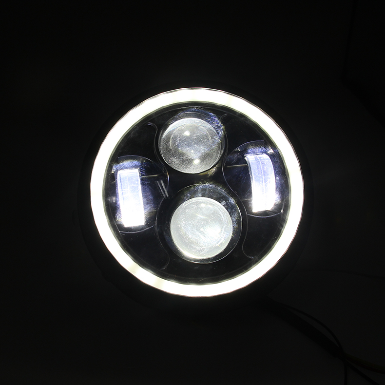 

Motorcycle Black 10W LED Headlight Projector Head Lamp Hi/Lo Beam Bobber Chopper