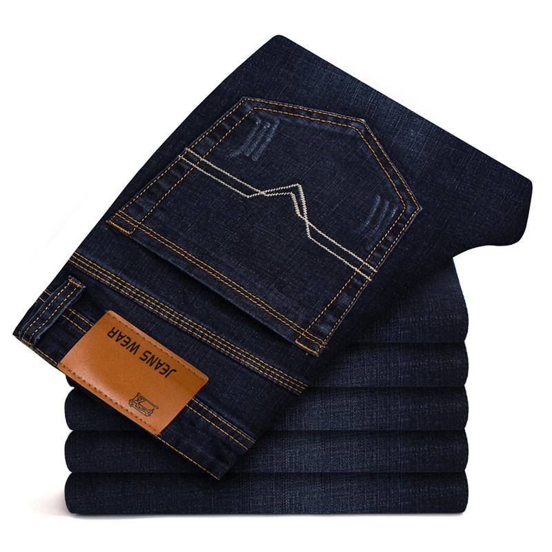

Classic Men's Fashion Slim Jeans Pants Spring Autumn Business Casual Straight Stretch Denim Trousers Male Brand Black Blue, 116-blue