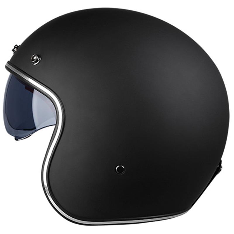 

VOSS Retro Casco Moto Motorcycle Helmet 3/4 Open Face Dual Lens Visors Electric Bicycle Helmet Summer Motorbike DOT, V-060 bright black