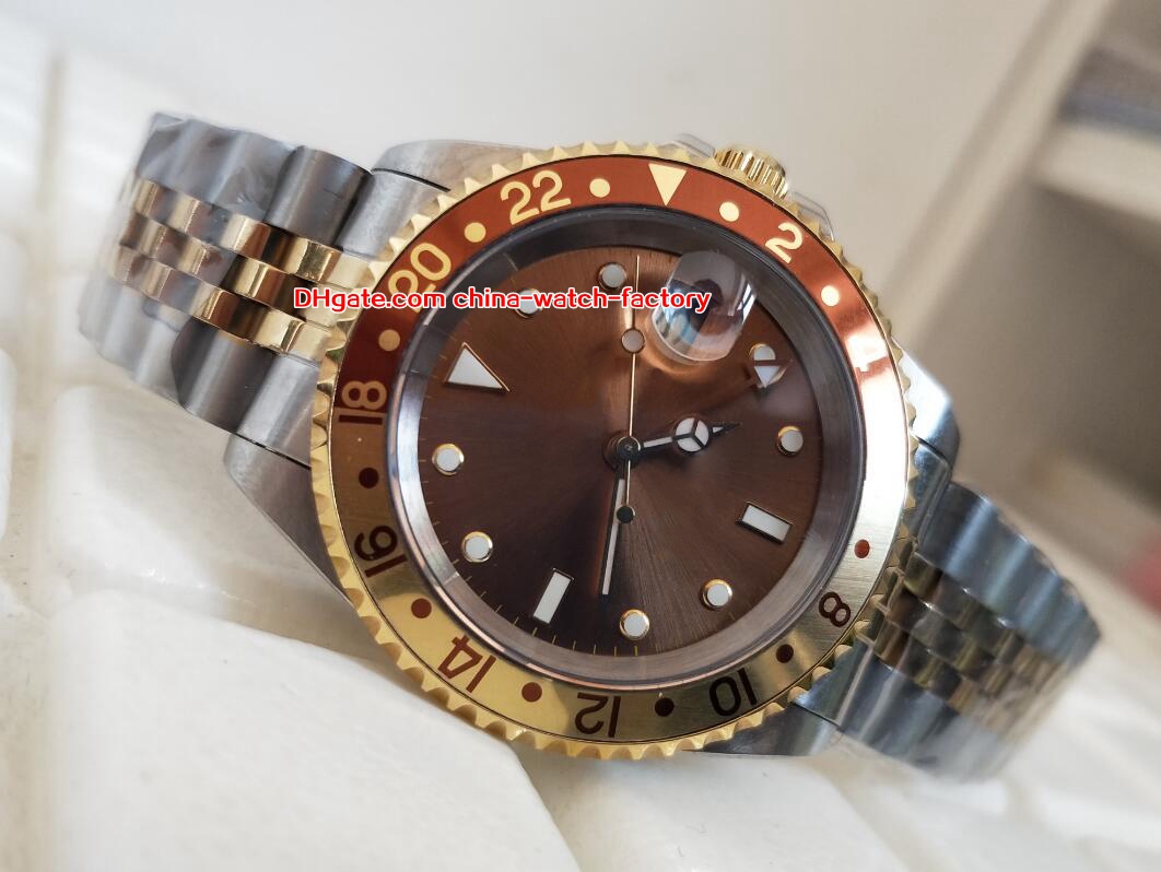 

Hot Selling High Quality Watch 40mm 1972 Vintage GMT 1675 Brown Nipple Dial Two-Tones Asia 2813 Movement Mechanical Automatic Mens Watches, No box papers