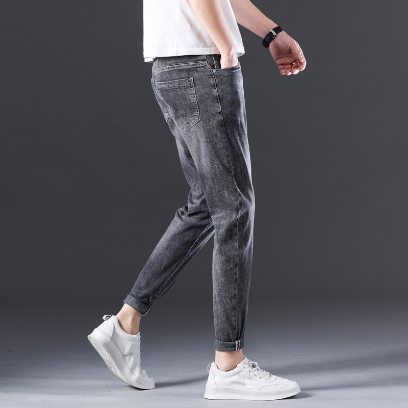 

Men's Jeans Mens Cotton Casual Trousers Classic Ankle-length Pant Men Slim Fit Denim Jogger Streetwear Large Size Bottoms, Dark gray